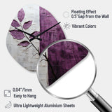 Purple Leaves Plum Precision - Asymmetric Metal Wall Clock