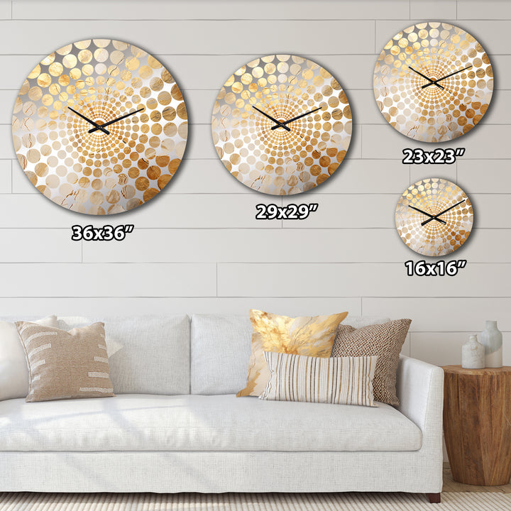 Beige And Gold Marble Lightning - Abstract Metal Wall Clock