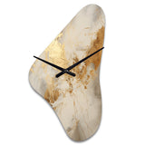 Beige And Gold Marble Lightning III - Asymmetric Metal Wall Clock