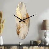 Beige And Gold Marble Lightning III - Asymmetric Metal Wall Clock