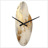 Beige And Gold Marble Lightning III - Asymmetric Metal Wall Clock