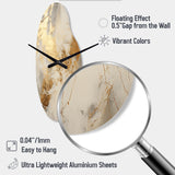 Beige And Gold Marble Lightning III - Asymmetric Metal Wall Clock