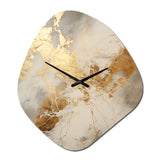 Beige And Gold Marble Lightning III - Asymmetric Metal Wall Clock