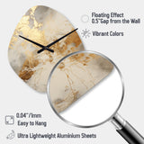 Beige And Gold Marble Lightning III - Asymmetric Metal Wall Clock