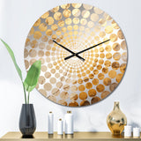 Beige And Gold Marble Lightning V - Abstract Metal Wall Clock