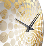 Beige And Gold Marble Lightning V - Abstract Metal Wall Clock