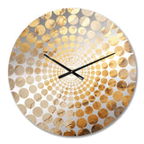 Beige And Gold Marble Lightning V - Abstract Metal Wall Clock