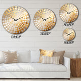 Beige And Gold Marble Lightning V - Abstract Metal Wall Clock