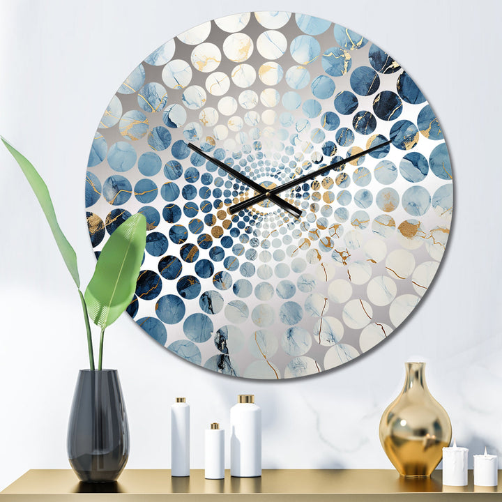 White And Blue Thunderstorm Marble - Landscapes Metal Wall Clock