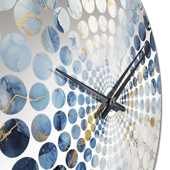 White And Blue Thunderstorm Marble - Landscapes Metal Wall Clock