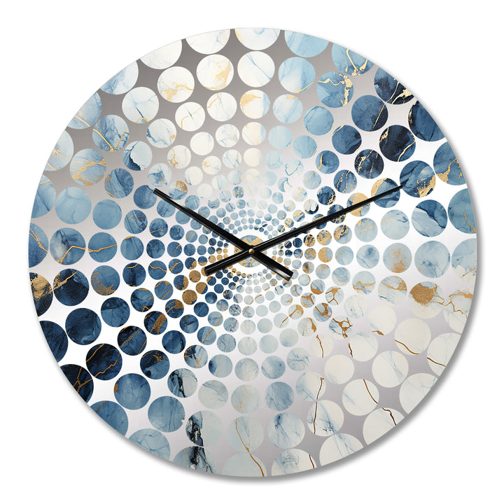 White And Blue Thunderstorm Marble - Landscapes Metal Wall Clock