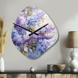 Purple And Blue Lilac Bush In Bloom - Asymmetric Metal Wall Clock