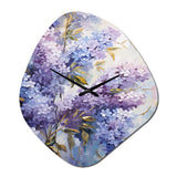 Purple And Blue Lilac Bush In Bloom - Asymmetric Metal Wall Clock