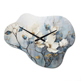 Elegant White And Blue Magnolias Tranquility - Asymmetric Metal Wall Clock