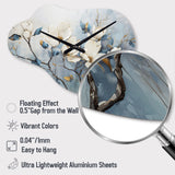 Elegant White And Blue Magnolias Tranquility - Asymmetric Metal Wall Clock
