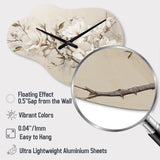 Beige Dreamy Magnolias Blooms I - Asymmetric Metal Wall Clock