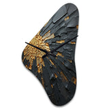 Black And Gold Abstract Meditation II - Asymmetric Metal Wall Clock