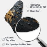 Black And Gold Abstract Meditation II - Asymmetric Metal Wall Clock