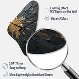 Black And Gold Abstract Meditation II - Asymmetric Metal Wall Clock