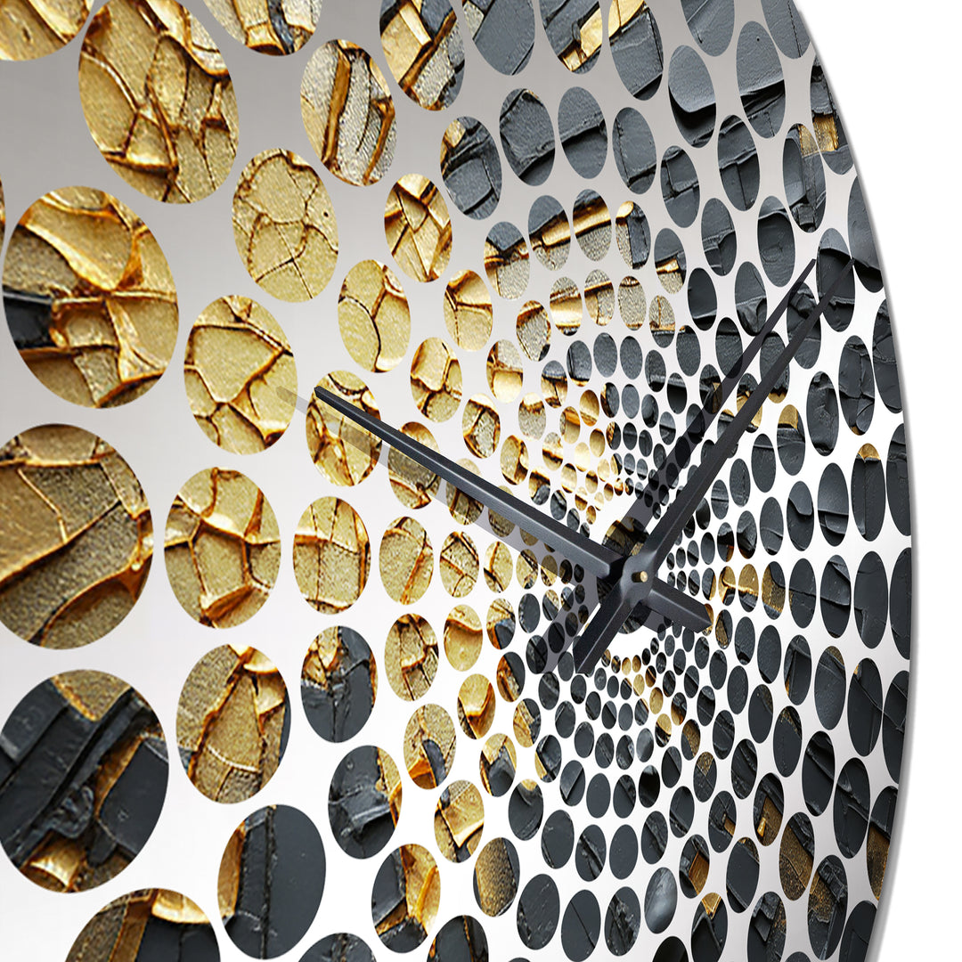Black And Gold Abstract Meditation II - Abstract Metal Wall Clock
