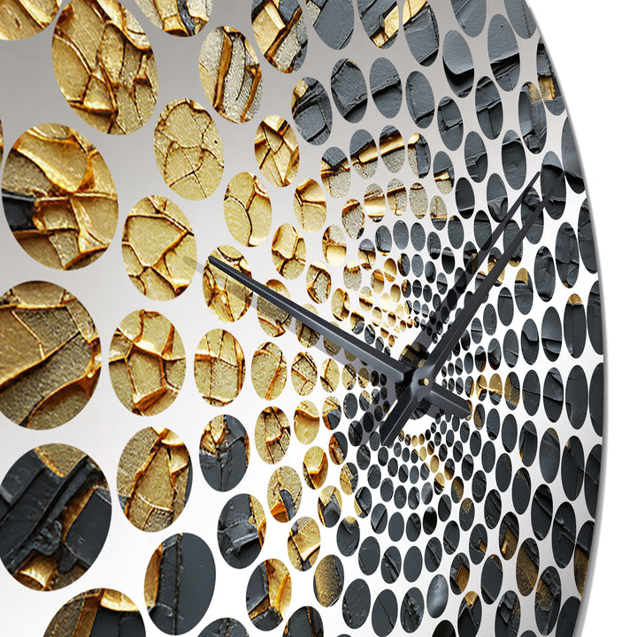 Black And Gold Abstract Meditation II - Abstract Metal Wall Clock