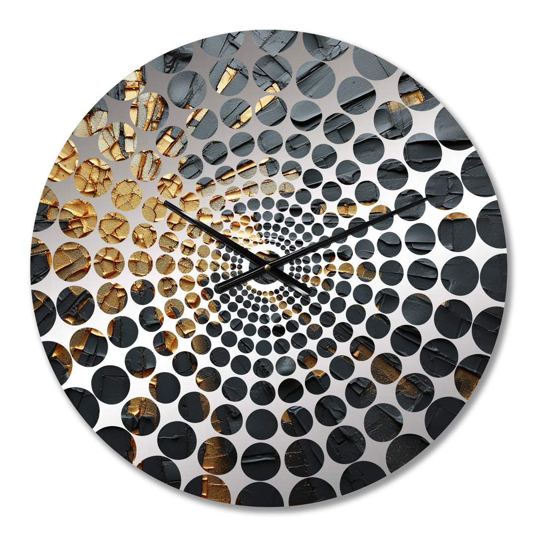 Black And Gold Abstract Meditation II - Abstract Metal Wall Clock