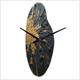 Black And Gold Abstract Meditation II - Asymmetric Metal Wall Clock