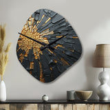Black And Gold Abstract Meditation II - Asymmetric Metal Wall Clock