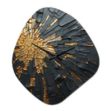 Black And Gold Abstract Meditation II - Asymmetric Metal Wall Clock