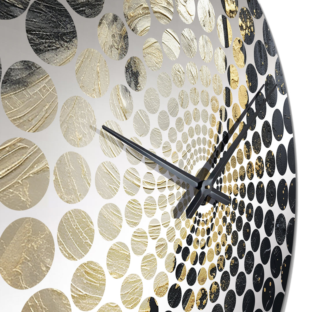 Black And Gold Abstract Meditation III - Abstract Metal Wall Clock