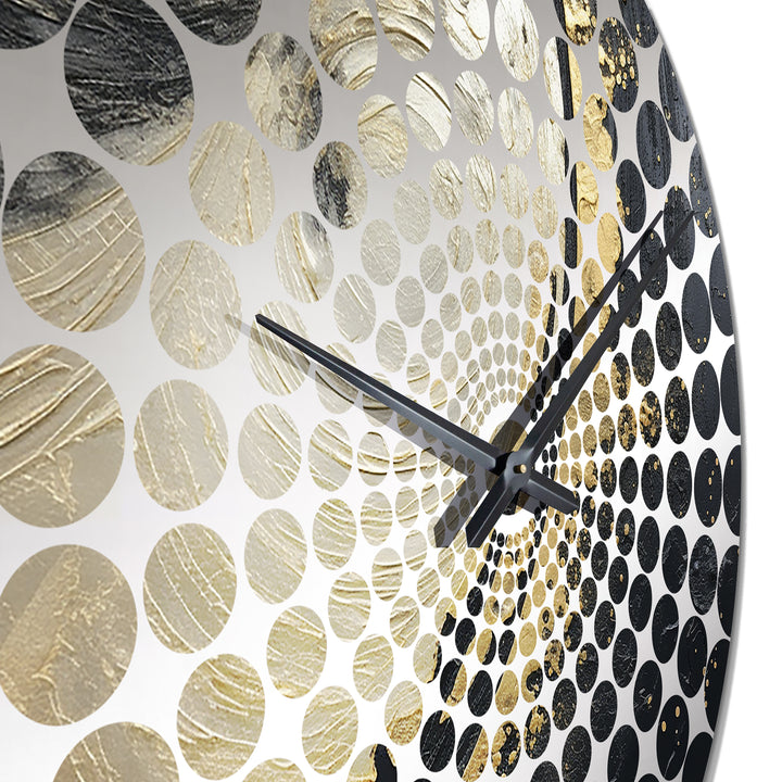 Black And Gold Abstract Meditation III - Abstract Metal Wall Clock