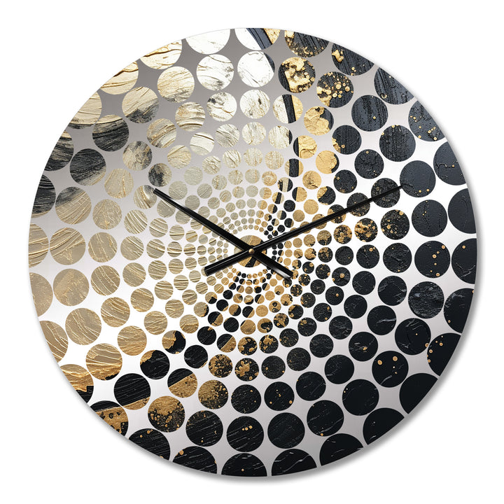 Black And Gold Abstract Meditation III - Abstract Metal Wall Clock