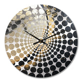 Black And Gold Abstract Meditation III - Abstract Metal Wall Clock