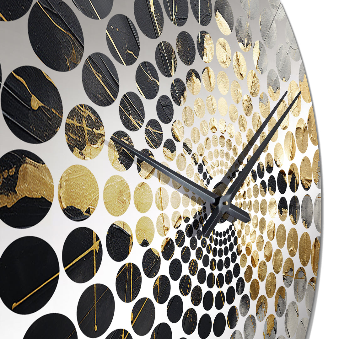 Black And Gold Abstract Meditation I - Abstract Metal Wall Clock