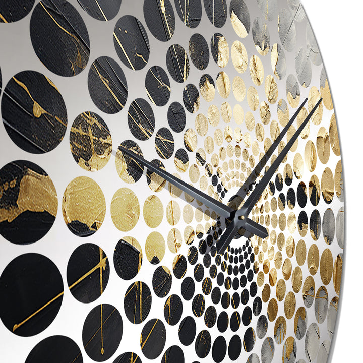 Black And Gold Abstract Meditation I - Abstract Metal Wall Clock