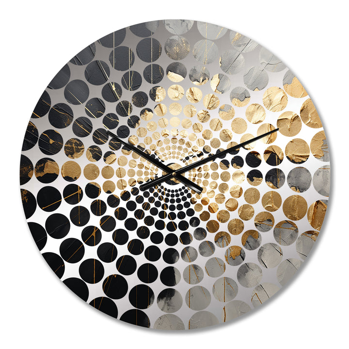 Black And Gold Abstract Meditation I - Abstract Metal Wall Clock