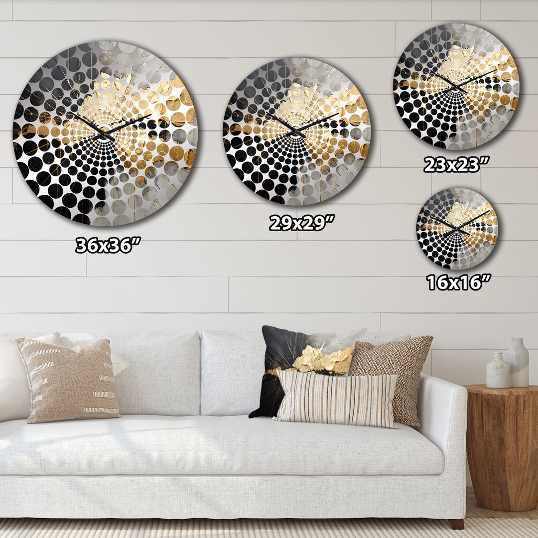Black And Gold Abstract Meditation I - Abstract Metal Wall Clock
