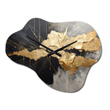 Black And Gold Abstract Meditation I - Asymmetric Metal Wall Clock