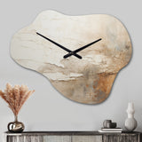 Beige And Brown Paint Fusion - Asymmetric Metal Wall Clock
