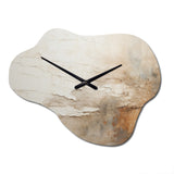 Beige And Brown Paint Fusion - Asymmetric Metal Wall Clock