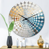 Gold And Blue Cosmic Paint - Abstract Metal Wall Clock