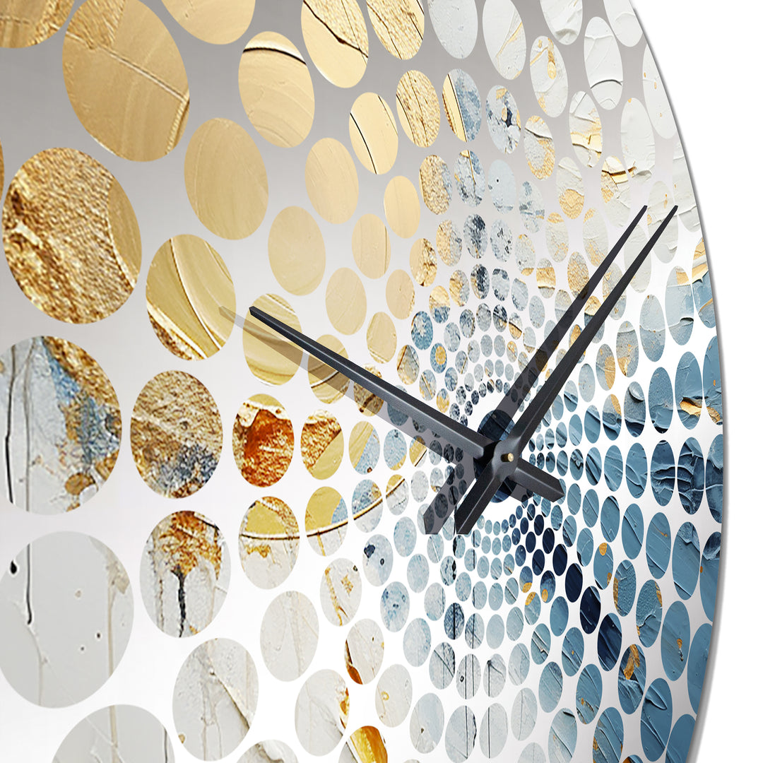 Gold And Blue Cosmic Paint - Abstract Metal Wall Clock