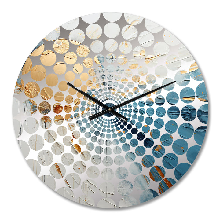 Gold And Blue Cosmic Paint - Abstract Metal Wall Clock
