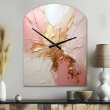 Gold And Pink Paint Fusion - Asymmetric Metal Wall Clock