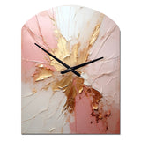 Gold And Pink Paint Fusion - Asymmetric Metal Wall Clock