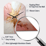 Gold And Pink Paint Fusion - Asymmetric Metal Wall Clock