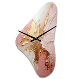 Gold And Pink Paint Fusion - Asymmetric Metal Wall Clock