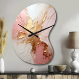 Gold And Pink Paint Fusion - Asymmetric Metal Wall Clock