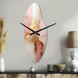 Gold And Pink Paint Fusion - Asymmetric Metal Wall Clock
