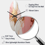 Gold And Pink Paint Fusion - Asymmetric Metal Wall Clock